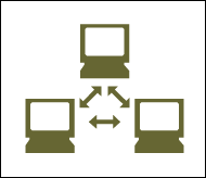 Diagram of three networked computers.
